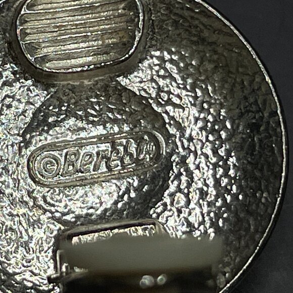 Vintage Edgar Berebi Round Flower Enamel Clip On Earrings 1980s Signed Designer - Picture 7 of 10